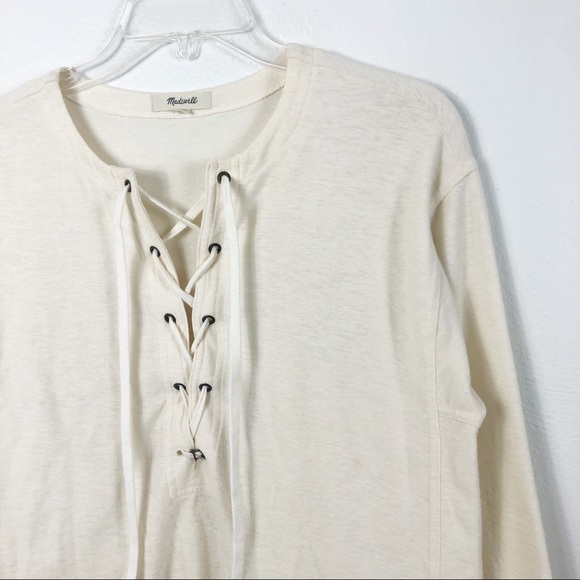 Madewell Libra Lace Up Ivory Tee - Picture 5 of 11